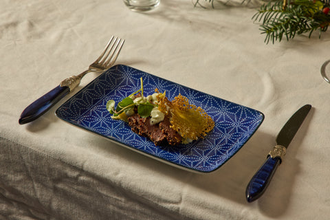 Amuse of voorgerecht met ganzenpastrami